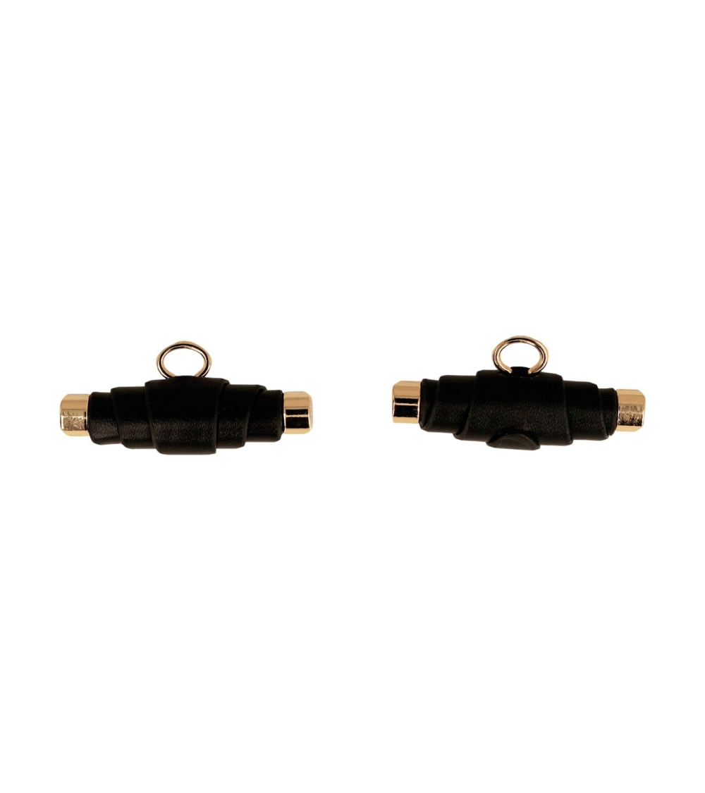 Lot de 6 boutons buchette simili cuir 48mm noir