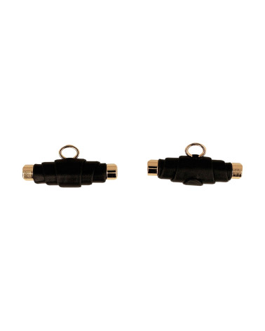 Set of 6 faux leather buchette buttons 48mm black