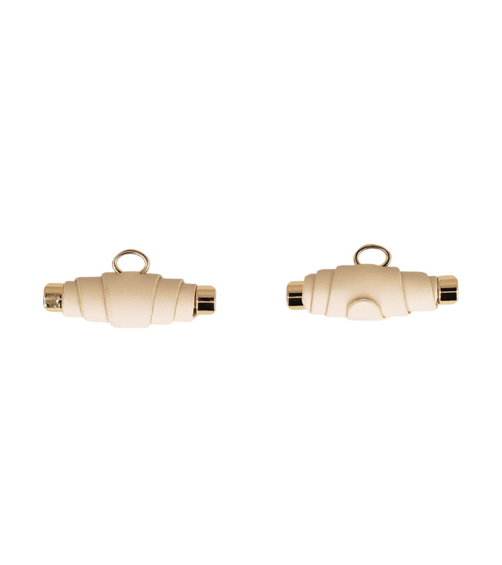 Lot de 6 boutons buchette simili cuir 48mm ivoire