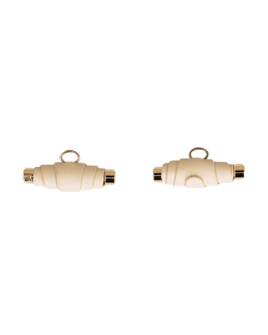 Lot de 6 boutons buchette simili cuir 48mm ivoire