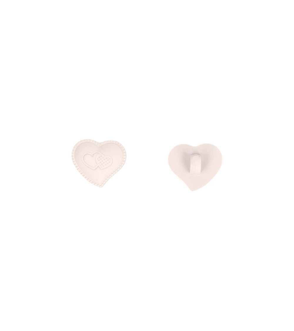 Lot de 6 boutons coeur culot 17mm blanc
