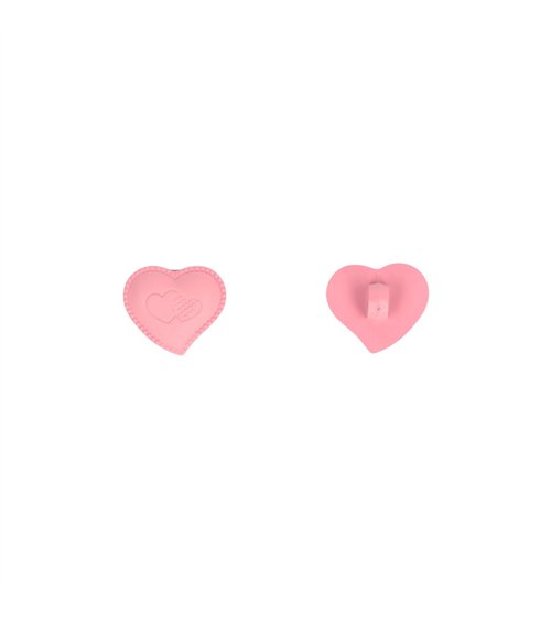 Lot de 6 boutons coeur culot 17mm rose