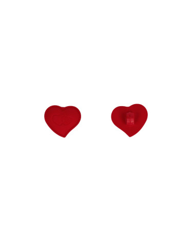 Lot de 6 boutons coeur culot 17mm rouge