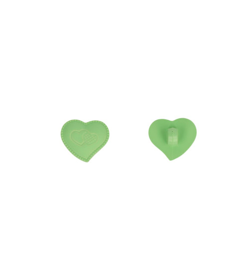 Set of 6 heart buttons with 17mm willow green base