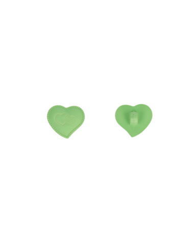 Set of 6 heart buttons with 17mm willow green base