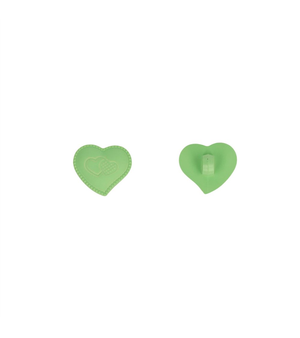 Lot de 3 boutons coeur culot 17mm vert saule