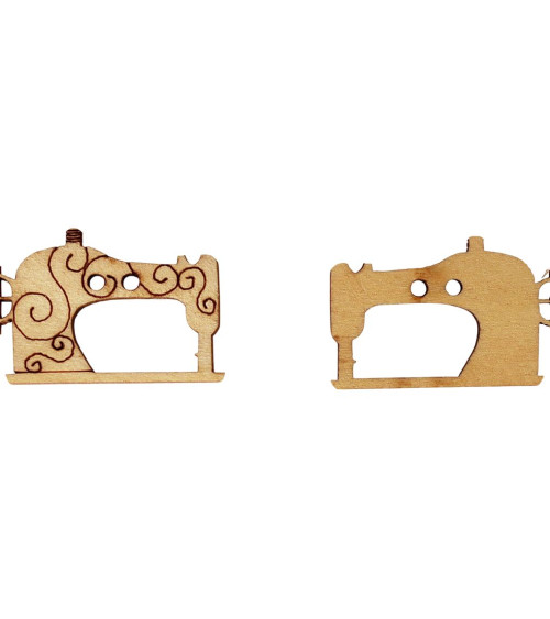 Set di 3 bottoni in legno tagliati a macchina da cucire 17 mm x 5 mm