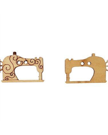 Lot de 3 boutons en bois découpé machine à coudre 17mm x 5mm