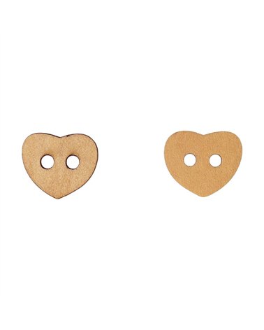 Lot de 3 boutons en bois découpé coeur 16mm x 18mm
