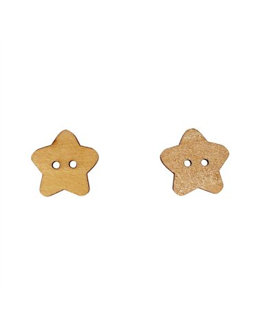 Lot de 3 boutons en bois découpé étoile 15mm x 15mm
