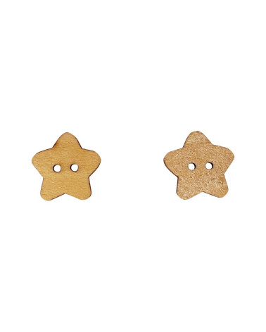 Set of 3 star cut-out wooden buttons 15mm x 15mm