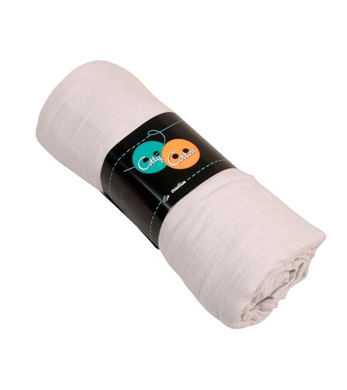 Coupon double gaze 138x100cm gris clair