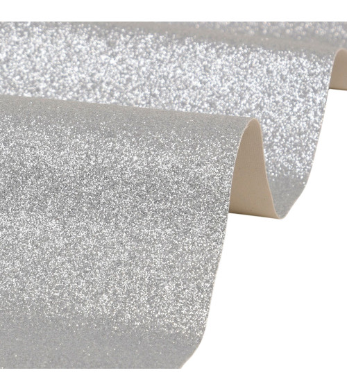 Cupón purpurina 50x70cm plata.