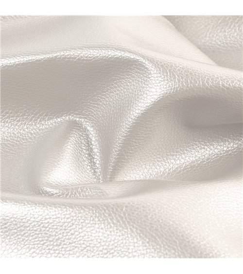 Coupon karla simili cuir star métallique 140x50cm blanc