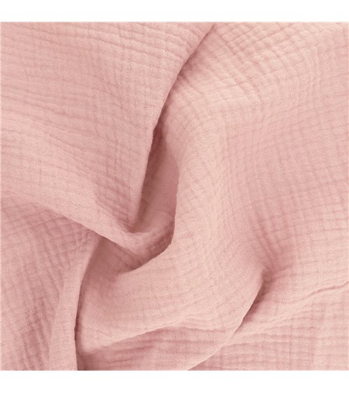 Coupon double gaze 138x100cm vieux rose