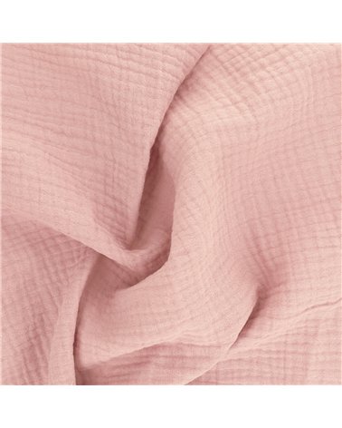 Coupon double gaze 138x100cm vieux rose