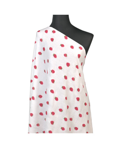 Strawberry printed double gauze fabric by the meter