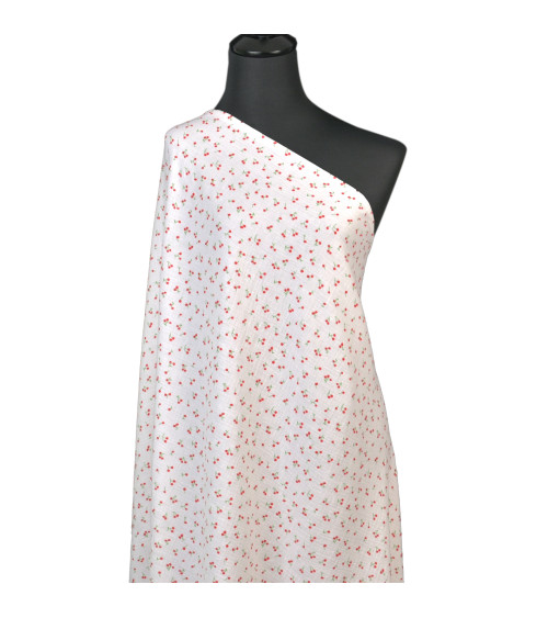 Double gauze fabric printed with small cherries by the meter