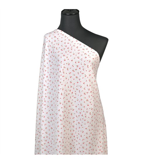Tissu double gaze imprimée petites cerises au mètre