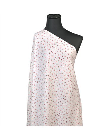 Tissu double gaze imprimée petites cerises au mètre