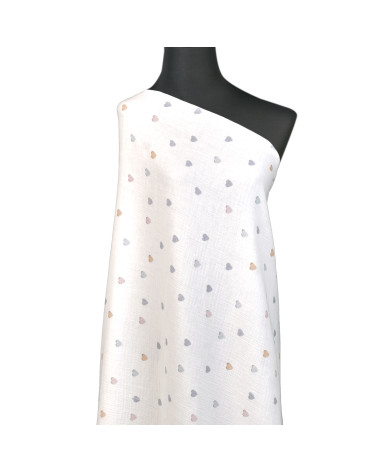 Double gauze fabric printed with small hearts by the meter