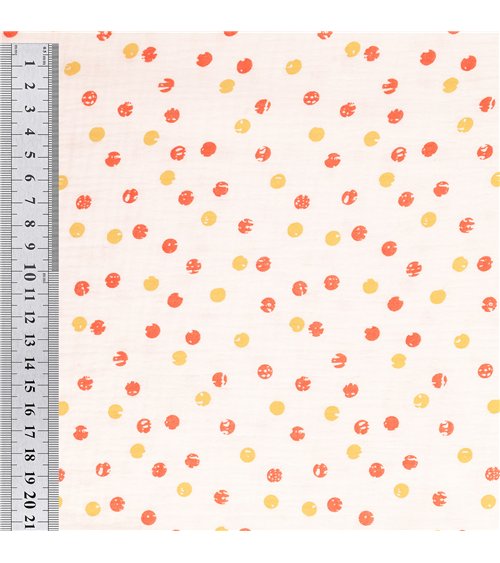 Tissu double gaze imprimée petits pois au mètre