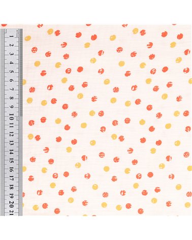 Tissu double gaze imprimée petits pois au mètre