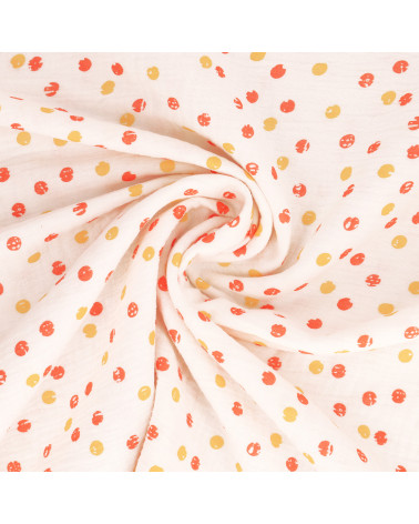 Dots printed double gauze fabric by the meter