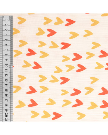 Large heart printed double gauze fabric by the meter