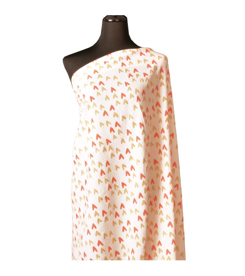 Large heart printed double gauze fabric by the meter