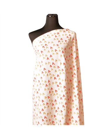 Tissu double gaze imprimée grand coeur au mètre
