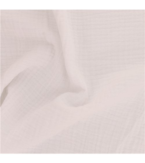 Tissu double gaze Francine blanc au mètre