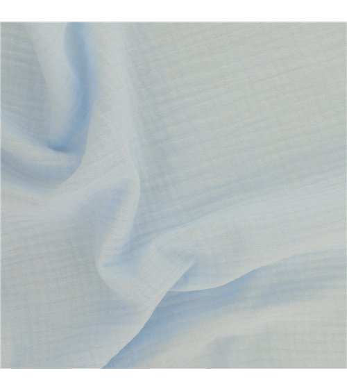 Tissu double gaze Francine bleu ciel au mètre