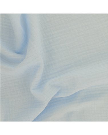 Tissu double gaze Francine bleu ciel au mètre
