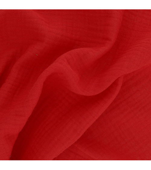 Red Francine double gauze fabric by the meter