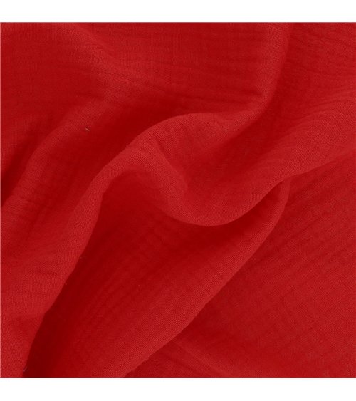 Tissu double gaze Francine rouge au mètre
