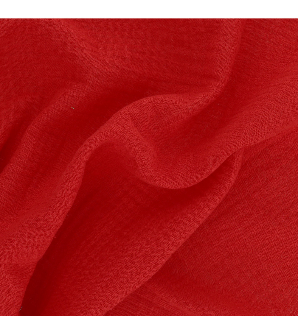 Red Francine double gauze fabric by the meter