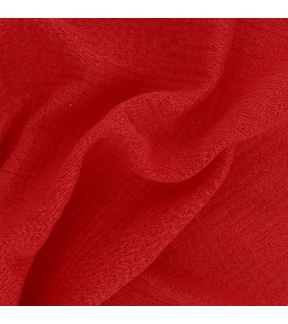 Tissu double gaze Francine rouge au mètre