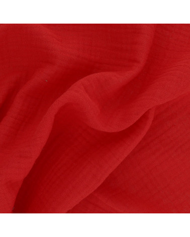 Red Francine double gauze fabric by the meter