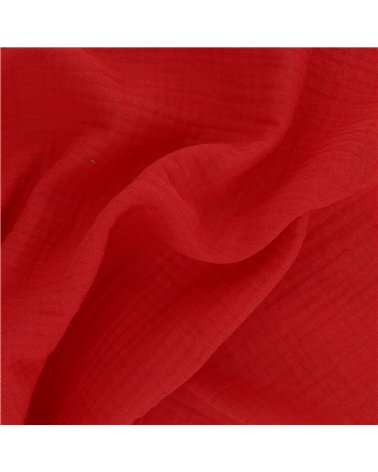 Tissu double gaze Francine rouge au mètre