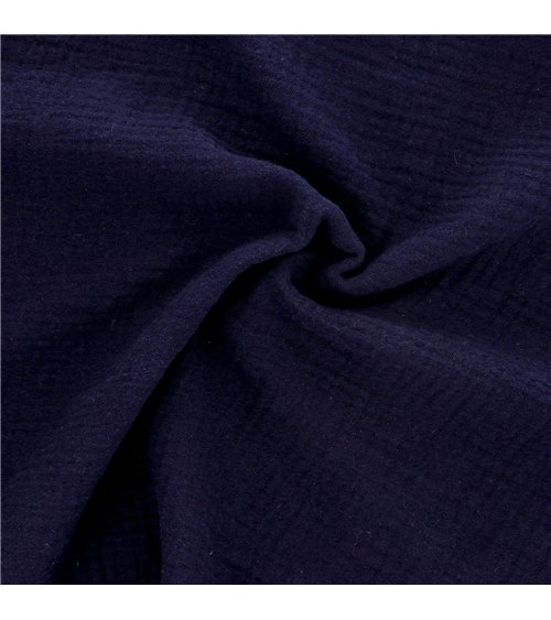 Tissu double gaze Francine bleu indigo au mètre