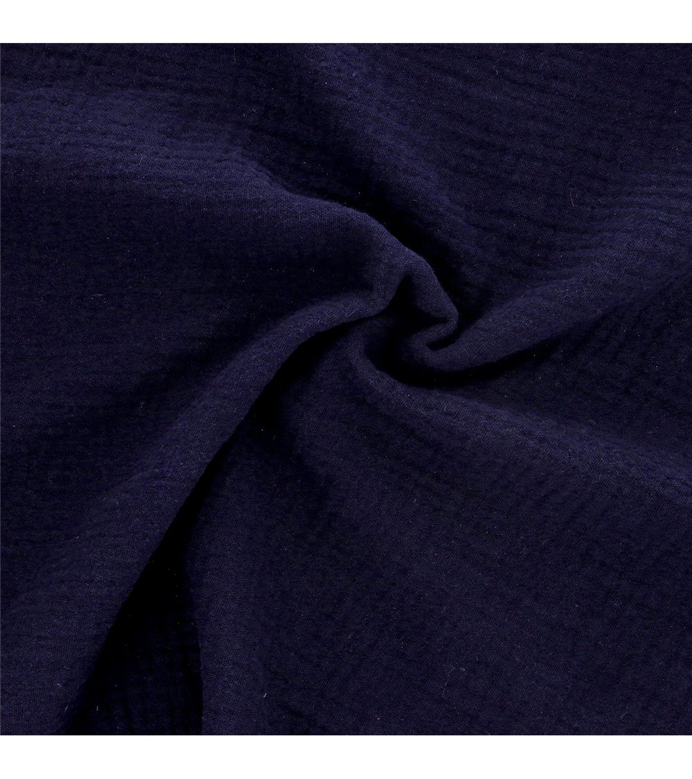 Tissu double gaze Francine bleu indigo au mètre