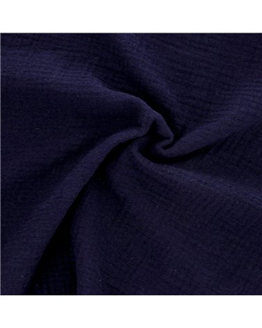 Tissu double gaze Francine bleu indigo au mètre