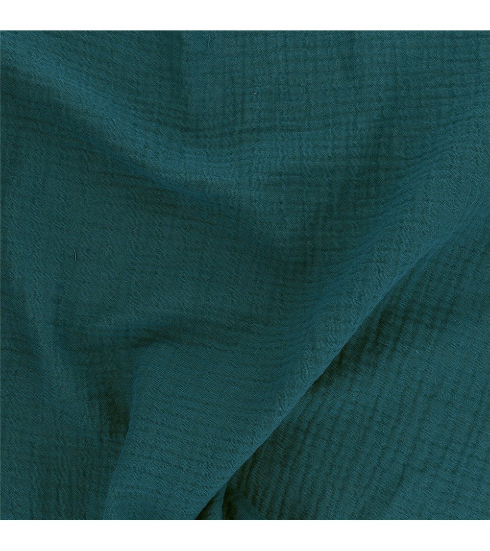 Tissu double gaze Francine bleu canard au mètre