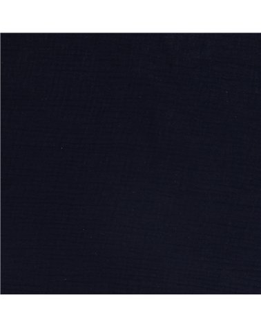 Tissu double gaze Francine bleu marine au mètre