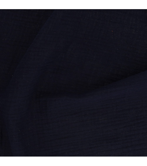 Marineblauer Double-Gaze-Stoff von Francine am laufenden Meter