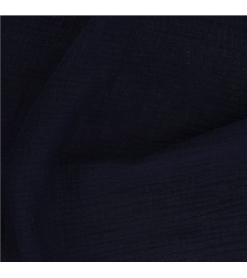 Tissu double gaze Francine bleu marine au mètre