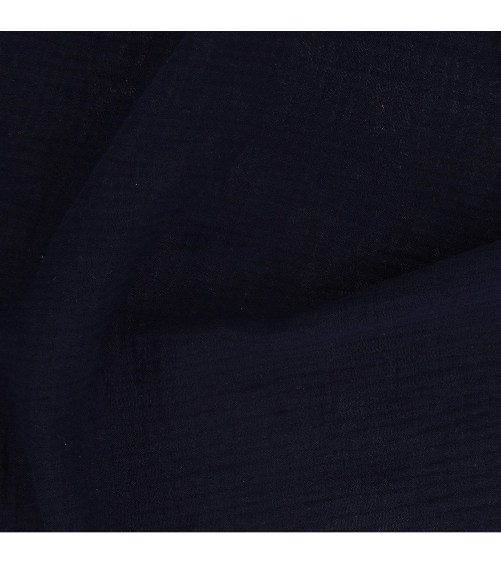 Marineblauer Double-Gaze-Stoff von Francine am laufenden Meter