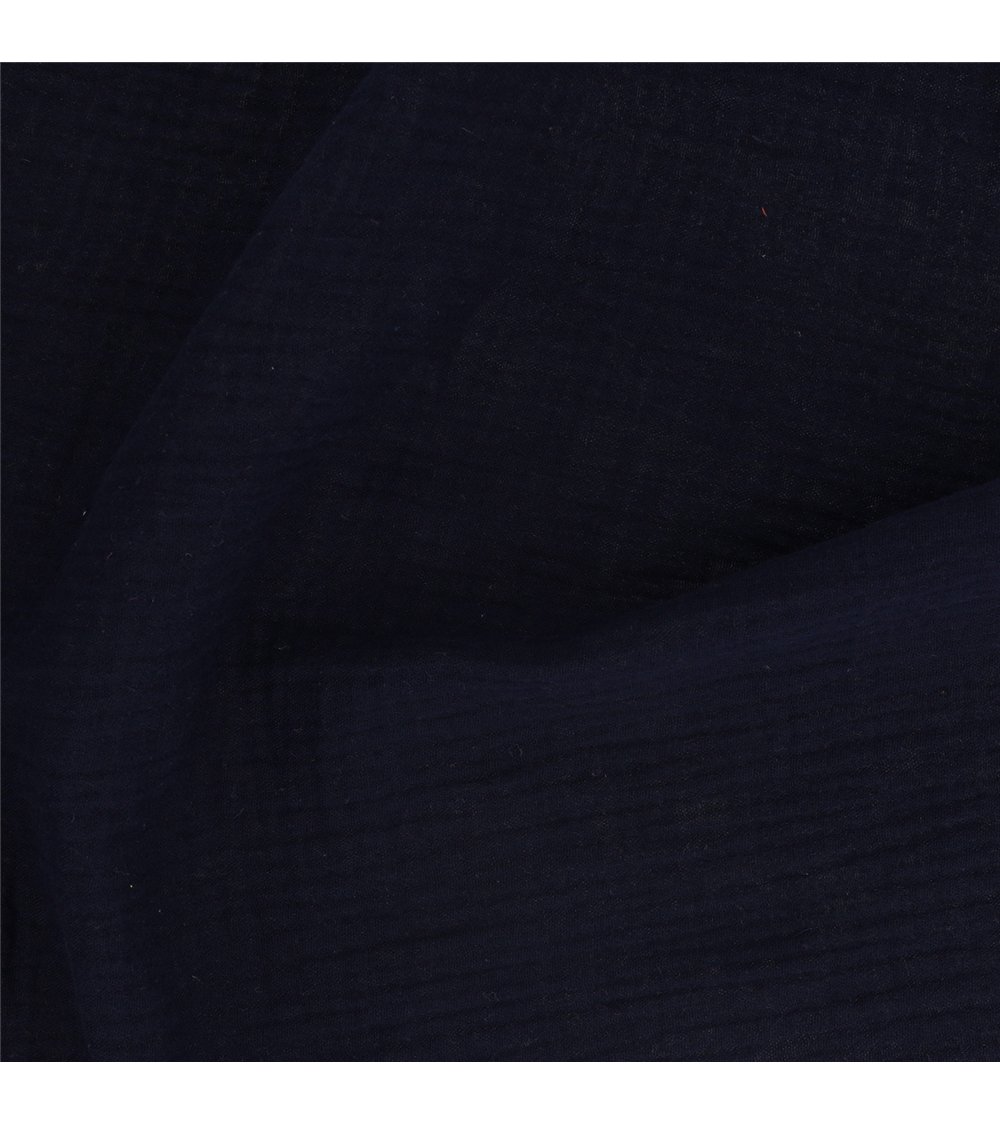 Tissu double gaze Francine bleu marine au mètre