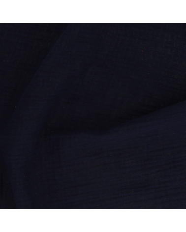 Francine navy blue double gauze fabric by the meter
